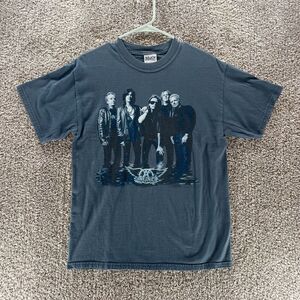 Vintage Aerosmith‎ Shirt Mens Medium Blue Just Push Play Tour 2001 Y2K Cotton